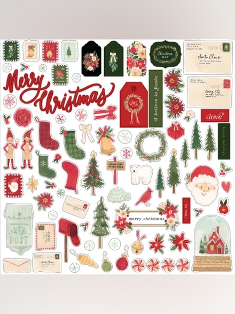 Carta Bella Letters to Santa 12x12 Christmas Sticker Sheet